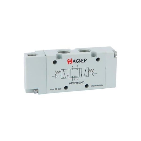 Alpha Technologies Aignep USA 5/3 Double Air-Actuated Valve Pilot Spring Centered Open Center G1/4" Ports 01VP07OC03 - main